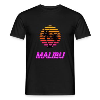 Malibu Palmen Strand Urlaub Sonne Sommer Vaporwave - Männer T-Shirt - Schwarz - Vorne - AI Model Male 178 light (178cm)