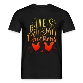 Life with chickens chick snhenne rooster farm - Men's T-Shirt - black - Front - AI Model Male 178 light (178cm)