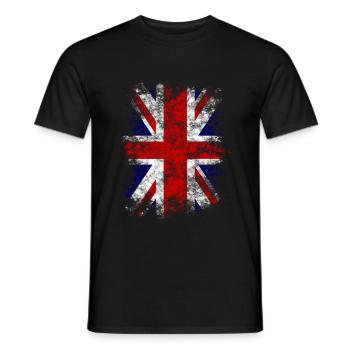 Great Britain Flag Grunge Patriotism Sport - Men's T-Shirt - black - Front - AI Model Male 178 light (178cm)