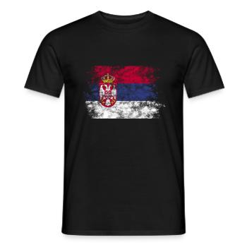 Serbien Flagge Grunge Vintage Nationalfarben - Männer T-Shirt - Schwarz - Vorne - AI Model Male 178 light (178cm)