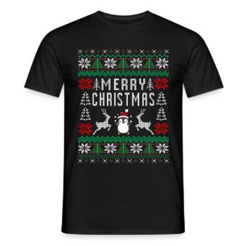 Merrry Christmas Pinguin Weihnachten Xmas - Männer T-Shirt - Schwarz - Vorne - AI Model Male 178 light (178cm)