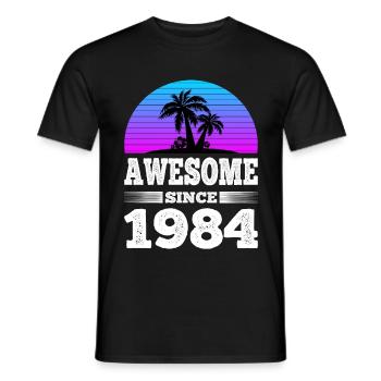 Awesome Since 1984 Sunset blue - Men's T-Shirt - black - Front - AI Model Male 178 light (178cm)