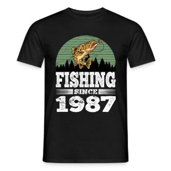 Fishing since 1987 - Men's T-Shirt - black - Front - AI Model Male 178 light (178cm)