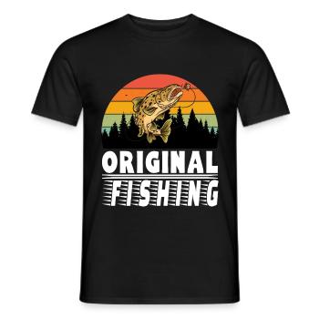 Original Fishing Angeln Fischen Outdoor - Männer T-Shirt - Schwarz - Vorne - AI Model Male 178 light (178cm)
