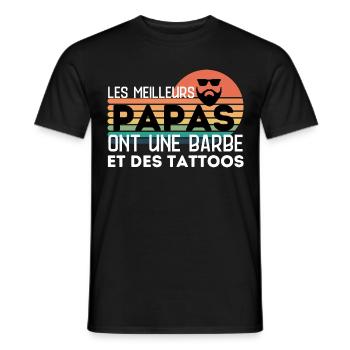 Les meilleurs papas ont une barbe et des tattoos - T-shirt homme - noir - Devant - AI Model Male 178 light (178cm)