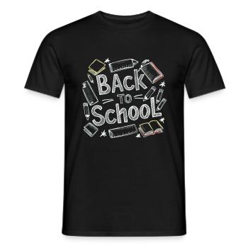 back to school - Men's T-Shirt - black - Front - AI Model Male 178 light (178cm)