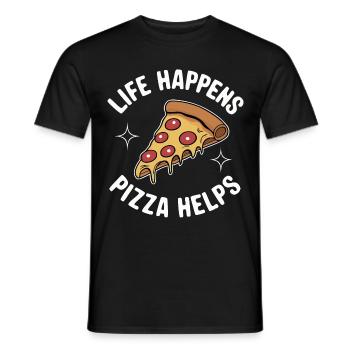 Pizza Italie Restauration rapide - T-shirt homme - noir - Devant - AI Model Male 178 light (178cm)