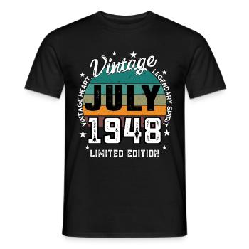 Retro 77 Jahre alt Vintage Juli 1948 77. Geburtstag - Männer T-Shirt - Schwarz - Vorne - AI Model Male 178 light (178cm)
