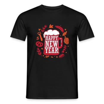 Nouvel An Nouvel An cible Bière Cheers - T-shirt homme - noir - Devant - AI Model Male 178 light (178cm)