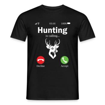 La chasse appelle chasse jeune chasseur - T-shirt homme - noir - Devant - AI Model Male 178 light (178cm)