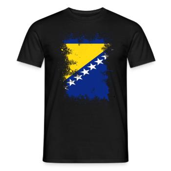 Drapeau de la Bosnie couleur art éclabousse - T-shirt homme - noir - Devant - AI Model Male 178 light (178cm)