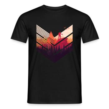 Modernes Wander Motiv - Hobby Bergsteigen - Männer T-Shirt - Schwarz - Vorne - AI Model Male 178 light (178cm)