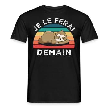 Je le ferai demain humour paresseux cadeau vintage - T-shirt homme - noir - Devant - AI Model Male 178 light (178cm)