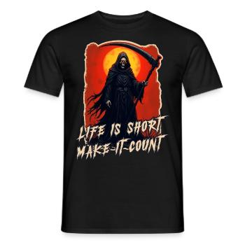 Faucheuse gothique - Mort | Life is Short, Skull - T-shirt homme - noir - Devant - AI Model Male 178 light (178cm)