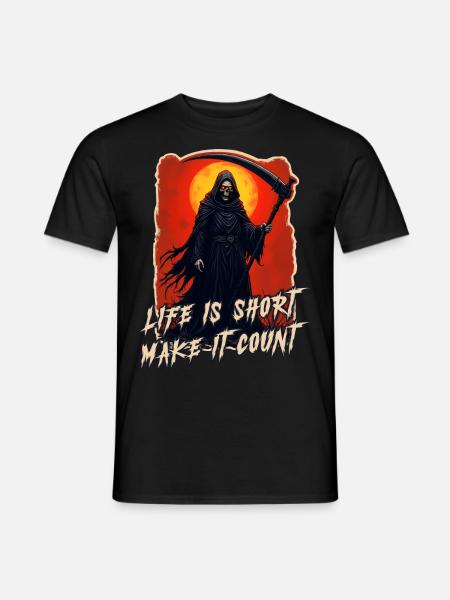 Faucheuse gothique - Mort | Life is Short, Skull - T-shirt homme - noir