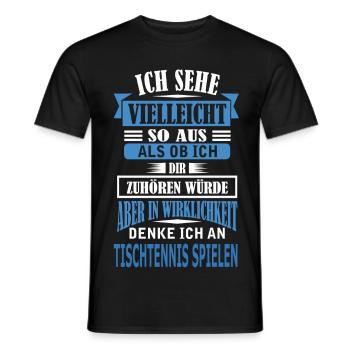 TISCHTENNIS SPIELEN - Männer T-Shirt - Schwarz - Vorne - AI Model Male 178 light (178cm)