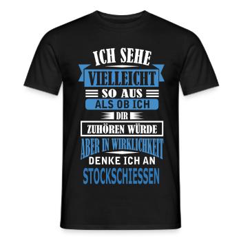 STOCKSCHIESSEN - Männer T-Shirt - Schwarz - Vorne - AI Model Male 178 light (178cm)