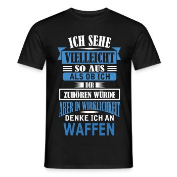 WAFFEN - Männer T-Shirt - Schwarz - Vorne - AI Model Male 178 light (178cm)