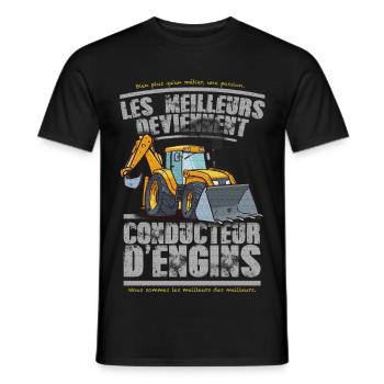 conducteur d engins - T-shirt homme - noir - Devant - AI Model Male 178 light (178cm)