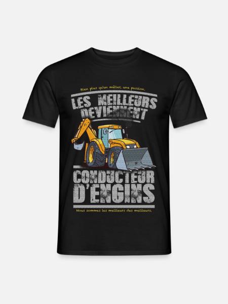 conducteur d engins - T-shirt homme - noir