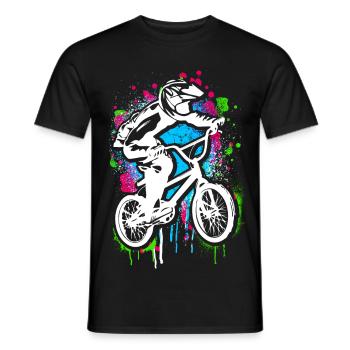 Bmx Graffiti | Bmx Bike Rider Street art Colorful - Men's T-Shirt - black - Front - AI Model Male 178 light (178cm)