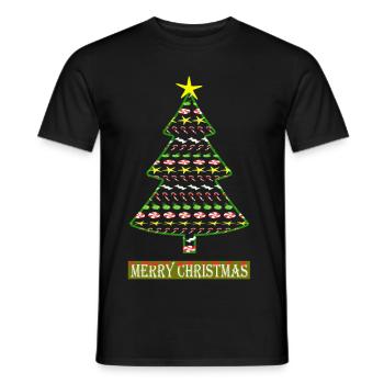 Sapin de Noël scintillant avec des motifs de canne à sucre - T-shirt homme - noir - Devant - AI Model Male 178 light (178cm)