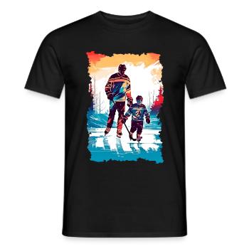 Vater und Sohn Eishockey Vatertags Geschenk - Männer T-Shirt - Schwarz - Vorne - AI Model Male 178 light (178cm)