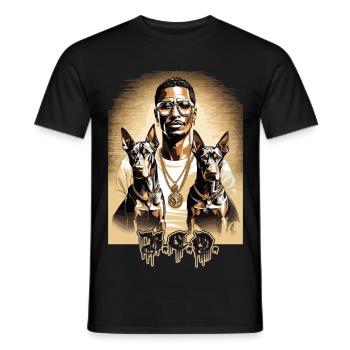 Rapper with Dobermans - Men's T-Shirt - black - Front - AI Model Male 178 light (178cm)
