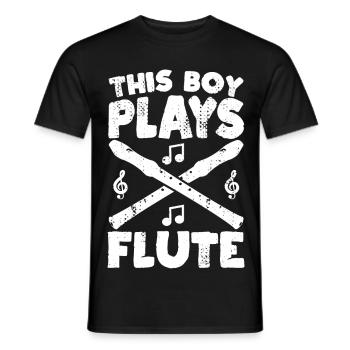 This boy plays the flute - Men's T-Shirt - black - Front - AI Model Male 178 light (178cm)