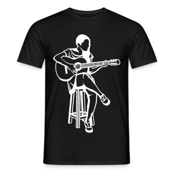 Guitar Girl Drawing - Men's T-Shirt - black - Front - AI Model Male 178 light (178cm)