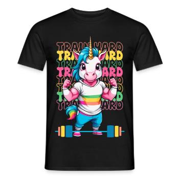 Bodybuilder Einhorn - Männer T-Shirt - Schwarz - Vorne - AI Model Male 178 light (178cm)