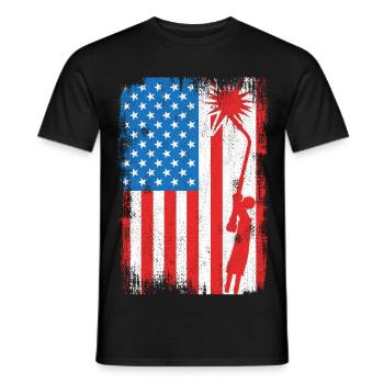 Welding USA Flag - Men's T-Shirt - black - Front - AI Model Male 178 light (178cm)
