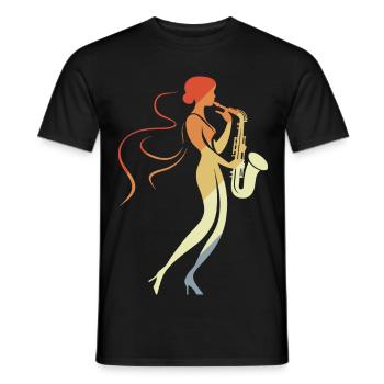 Saxophone Femme - T-shirt homme - noir - Devant - AI Model Male 178 light (178cm)