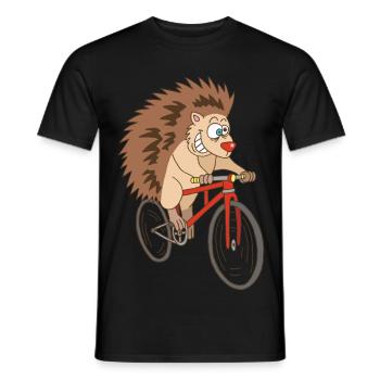 hedgehog on a bike - Men's T-Shirt - black - Front - AI Model Male 178 light (178cm)