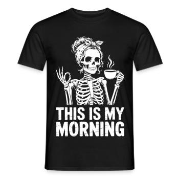 Skeleton Coffee Morning Greeting - Men's T-Shirt - black - Front - AI Model Male 178 light (178cm)