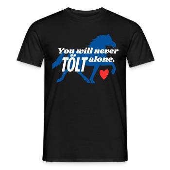 You will never TÖLT alone. Islandpferd 🇮🇸 - Männer T-Shirt - Schwarz - Vorne - AI Model Male 178 light (178cm)