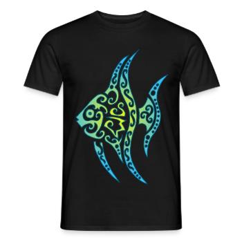 Poisson tropical bleu - T-shirt homme - noir - Devant - AI Model Male 178 light (178cm)