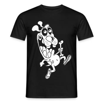 Relay race for a white dog - Men's T-Shirt - black - Front - AI Model Male 178 light (178cm)