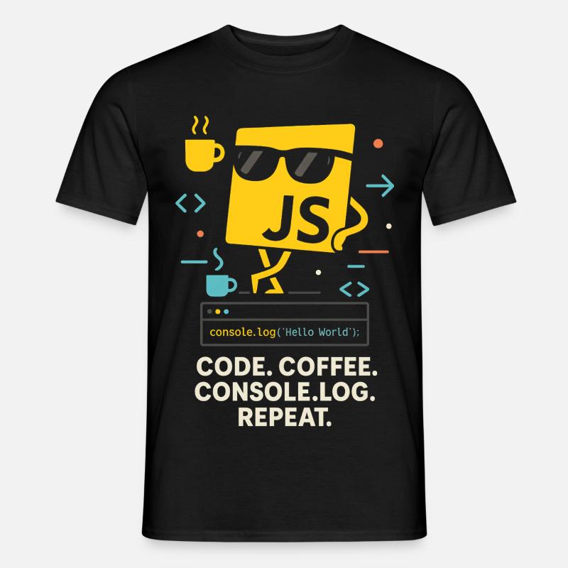 Code Coffee Console.log Repeat JavaScript Programm - Männer T-Shirt - Schwarz