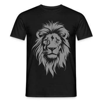Majestätischer Löwenkopf im Graustil - Männer T-Shirt - Schwarz - Vorne - AI Model Male 178 light (178cm)