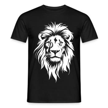 Löwengesicht in Schwarz Weiß - Männer T-Shirt - Schwarz - Vorne - AI Model Male 178 light (178cm)