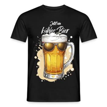Bière avec lunettes de soleil, bière fraîche, fête de la bière - T-shirt homme - noir - Devant - AI Model Male 178 light (178cm)