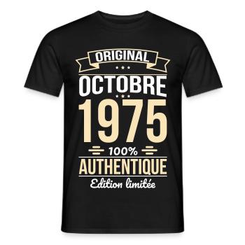50. Jahrestag - Original - Oktober 1975 - Männer T-Shirt - Schwarz - Vorne - AI Model Male 178 light (178cm)