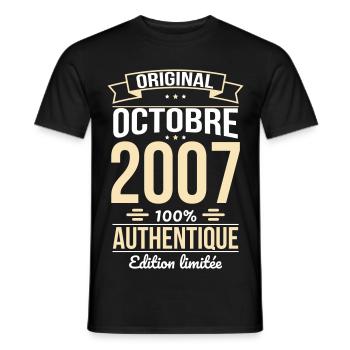 18th Birthday - Original - October 2007 - Men's T-Shirt - black - Front - AI Model Male 178 light (178cm)