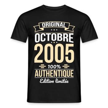 20th Anniversary - Original - October 2005 - Men's T-Shirt - black - Front - AI Model Male 178 light (178cm)