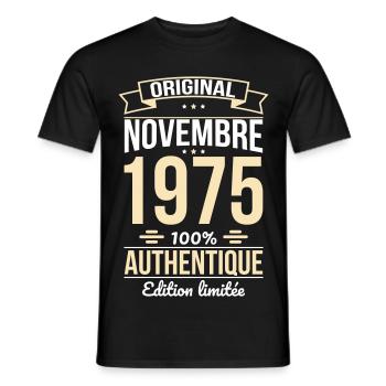 50. Jahrestag - Original - November 1975 - Männer T-Shirt - Schwarz - Vorne - AI Model Male 178 light (178cm)