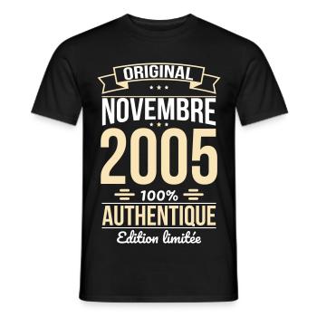 20th Anniversary - Original - November 2005 - Men's T-Shirt - black - Front - AI Model Male 178 light (178cm)