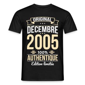 20th Anniversary - Original - December 2005 - Men's T-Shirt - black - Front - AI Model Male 178 light (178cm)