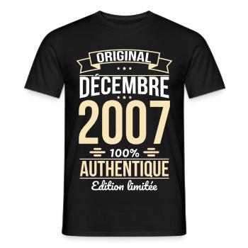 18th Birthday - Original - December 2007 - Men's T-Shirt - black - Front - AI Model Male 178 light (178cm)