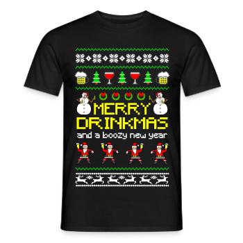 Merry Drinkmas - Men's T-Shirt - black - Front - AI Model Male 178 light (178cm)